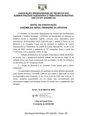 EDITAL DE CONVOCAÇÃO ASSEMBLEIA GERAL ORDINÁRIA DA ARTAFAM